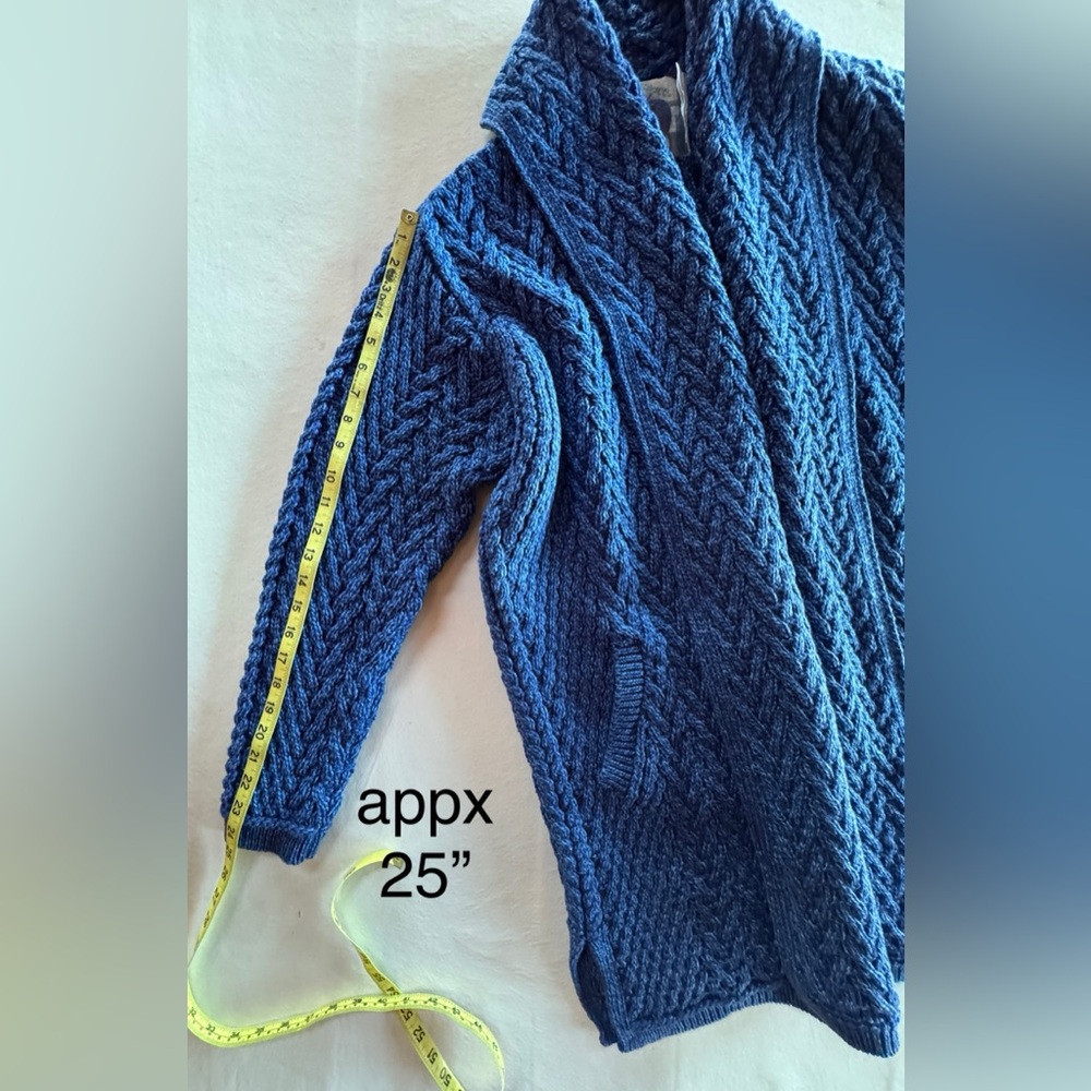 NWT Aran Crafts Blue Open-Front Merino Wool Sweater Cardigan (XXL 22W-24W) - Picture 11 of 17